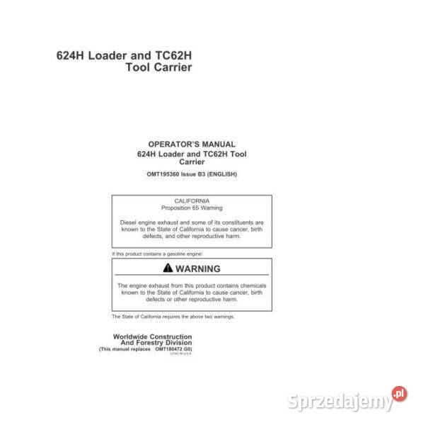 JOHN DEERE 624H 624G TC62H instrukcja obsługi i Motoryzacja świętokrzyskie Kielce