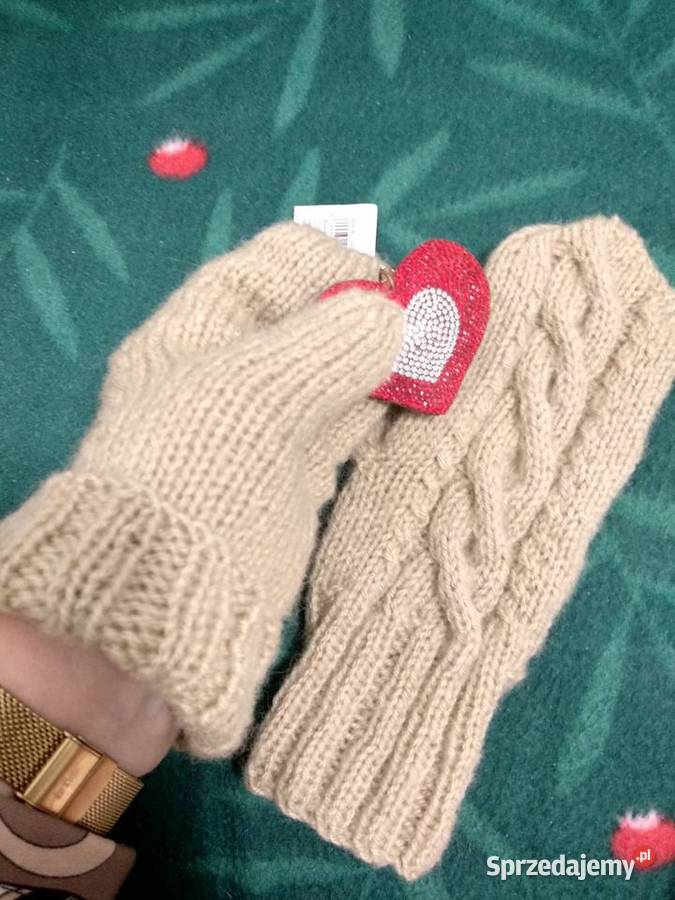 Rękawiczki mitenki beż Warszawa