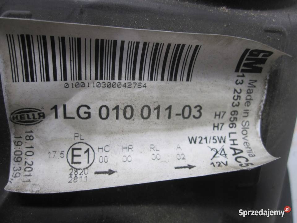 ASTRA J 12r lampa lewa przód 13253656 ANGLIK Części samochodowe