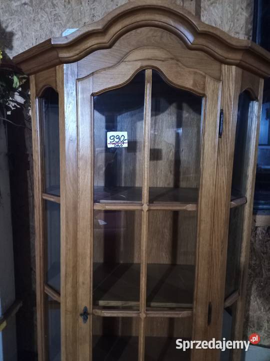 Witryna przeszklona z szufladą Dąb śląskie Kozy