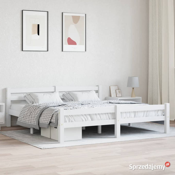 Rama łóżka biała lite drewno sosnowe 180 x 200 Warszawa