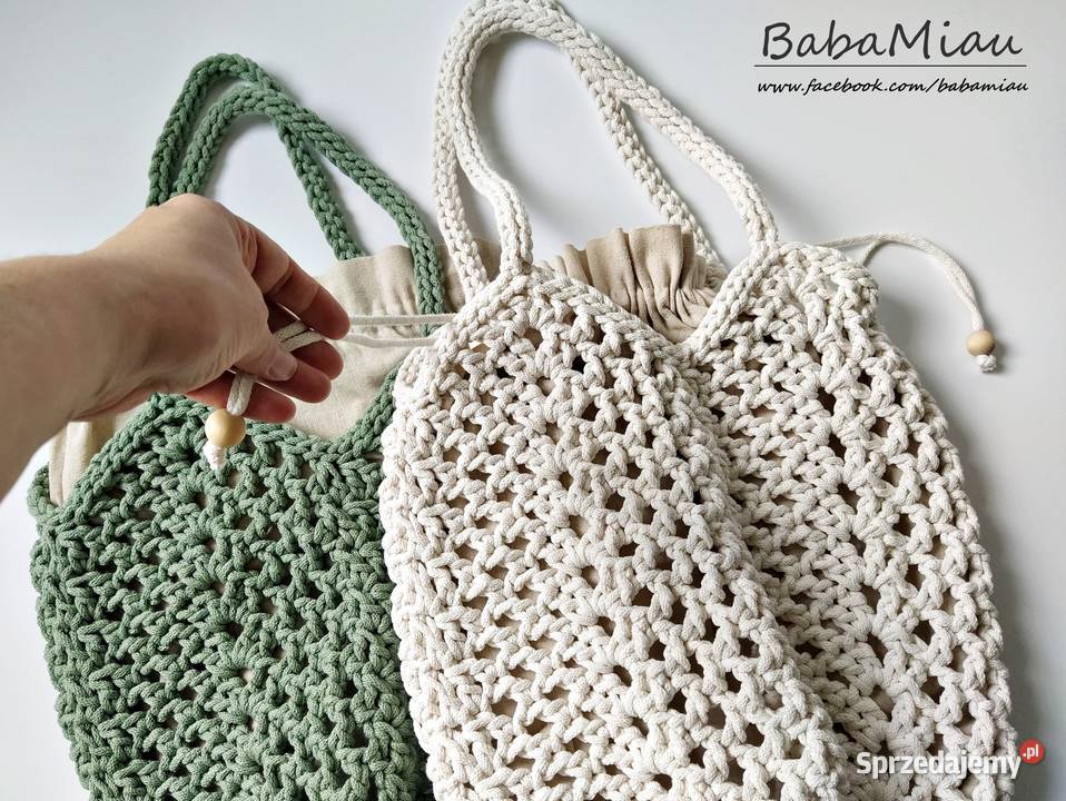 Torba ażurowa w stylu Boho szydełkowa bawełniana Bydgoszcz