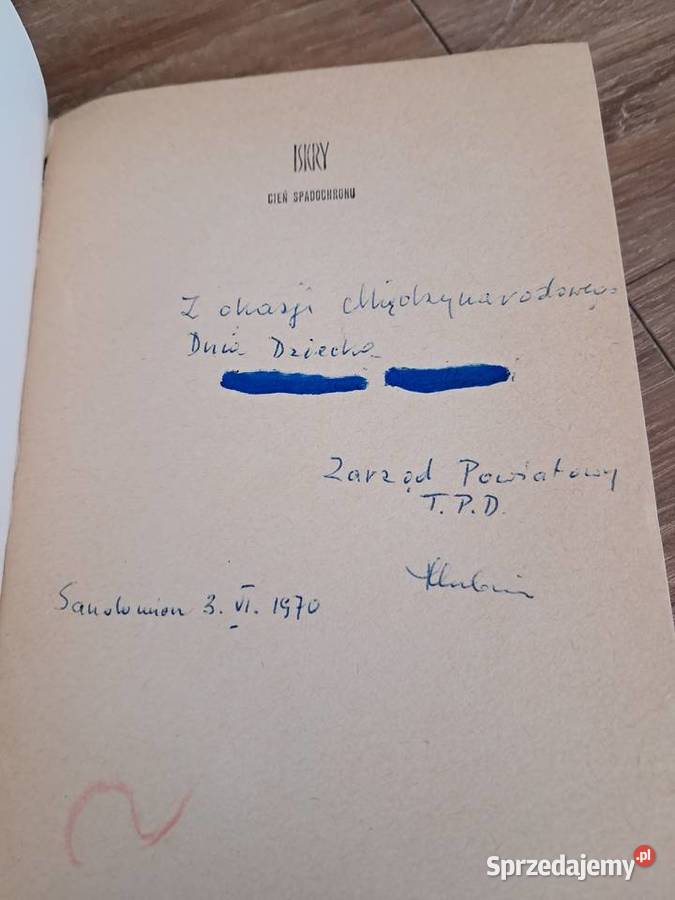 książka z dedykacją z 1969r cień spadochronu Sandomierz