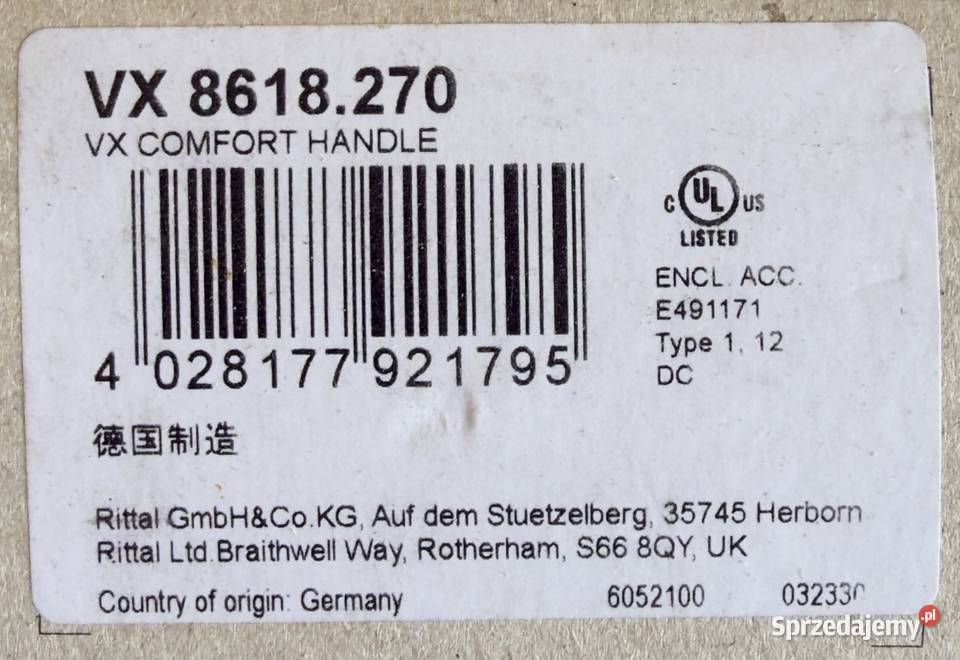 Rittal VX 8618270 Comfort Handle Klamka Uchwyt Szczecin