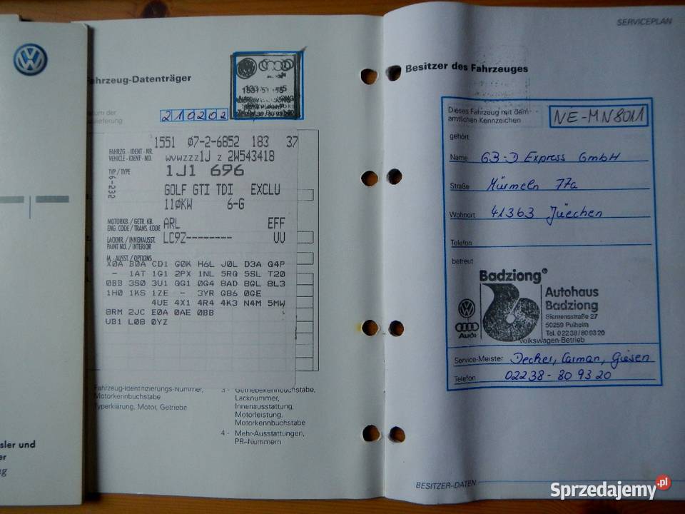 VW GOLF 4 GTI orginał ARL 150 Rok produkcji 2002 Golf Kielce