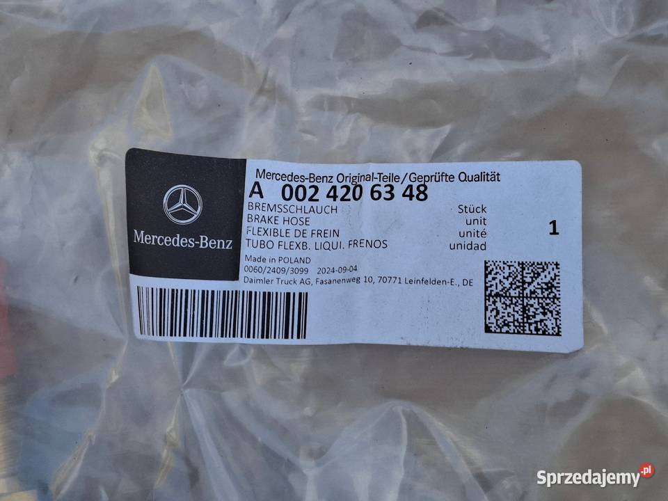 MERCEDES ACTROS MP4 MP5 PRZEWÓD HAMULCOWY PRZÓD ciężarowe lubuskie Bieleń sprzedam