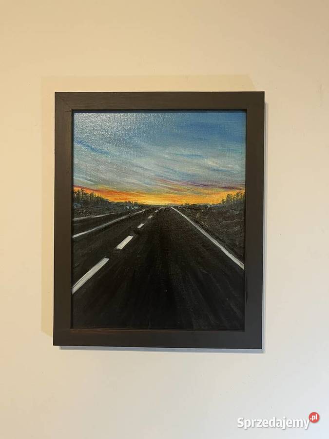 Na horyzoncie olej na płycie malarskiej 24x30 Świebodzin