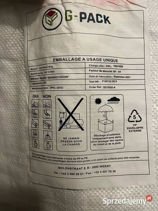 Nowy BIGBAG typ C 1100l1 T Pozostałe Stargard