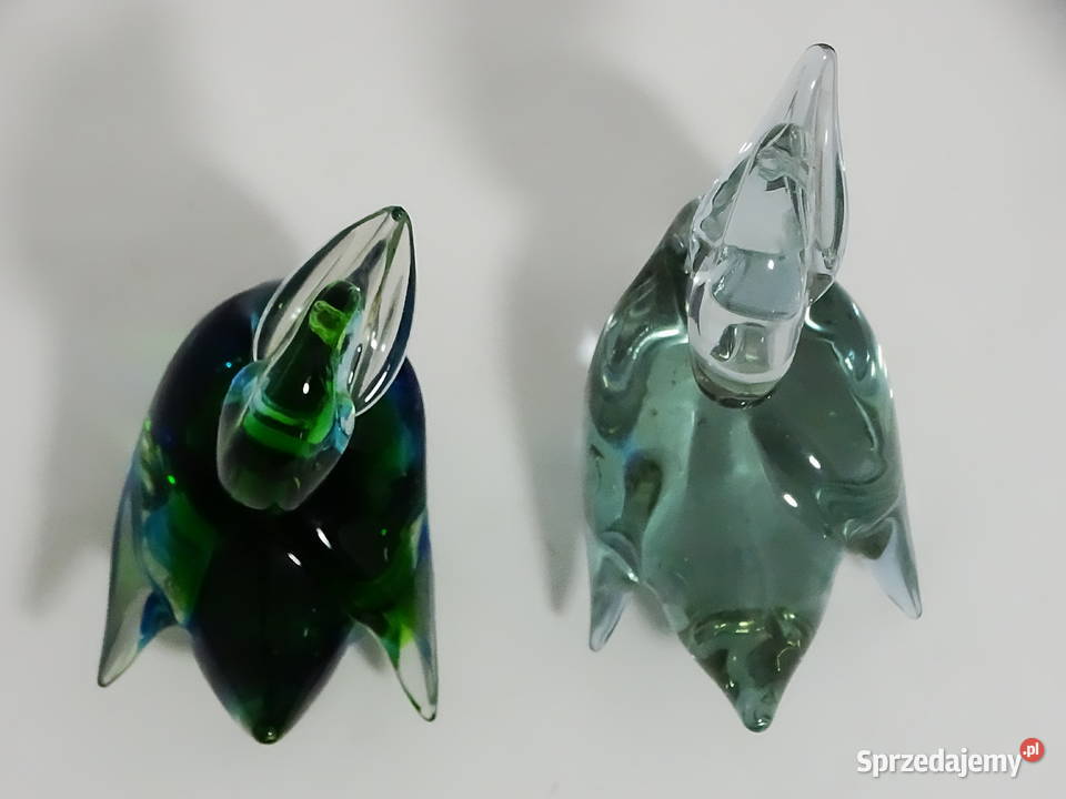 Dwie szklane figurki kaczek jedna wielobarwna Biłgoraj sprzedam
