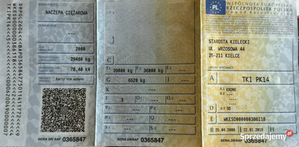 firana Krone Standard OŚ Podnoszona Osie BPW