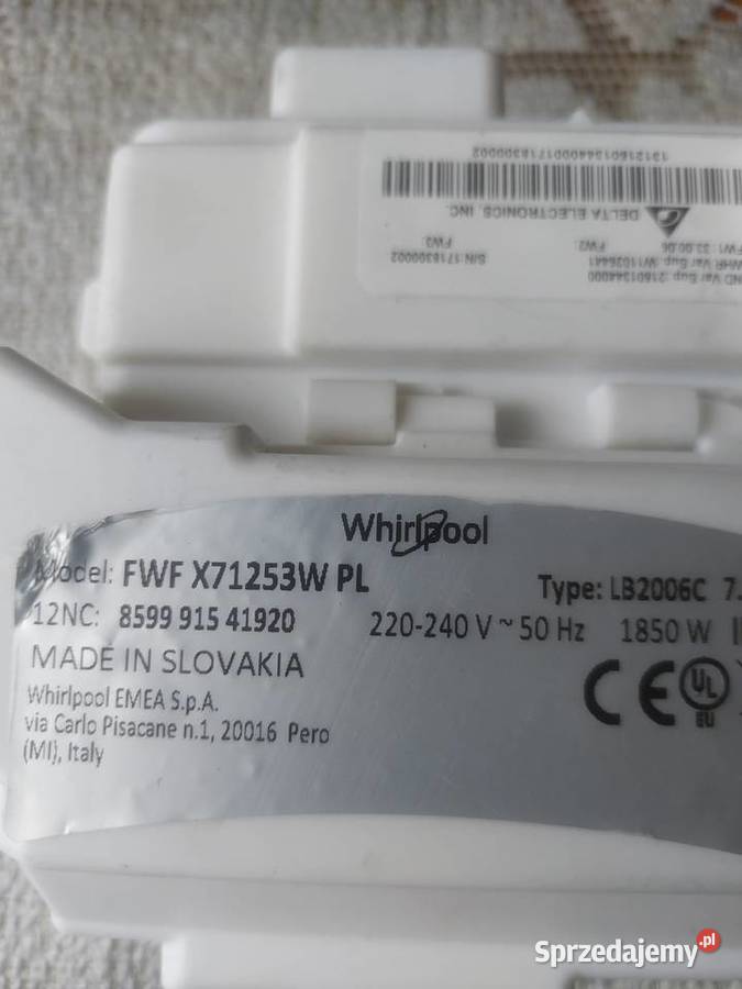 WHIRLPOOL FWF X71253W 7 MODUŁ PRALKI małopolskie Nowy Sącz