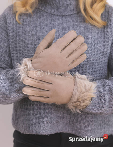 Klasyczne jasno beżowe rękawiczki damskie ze Dla kobiet Szaflary