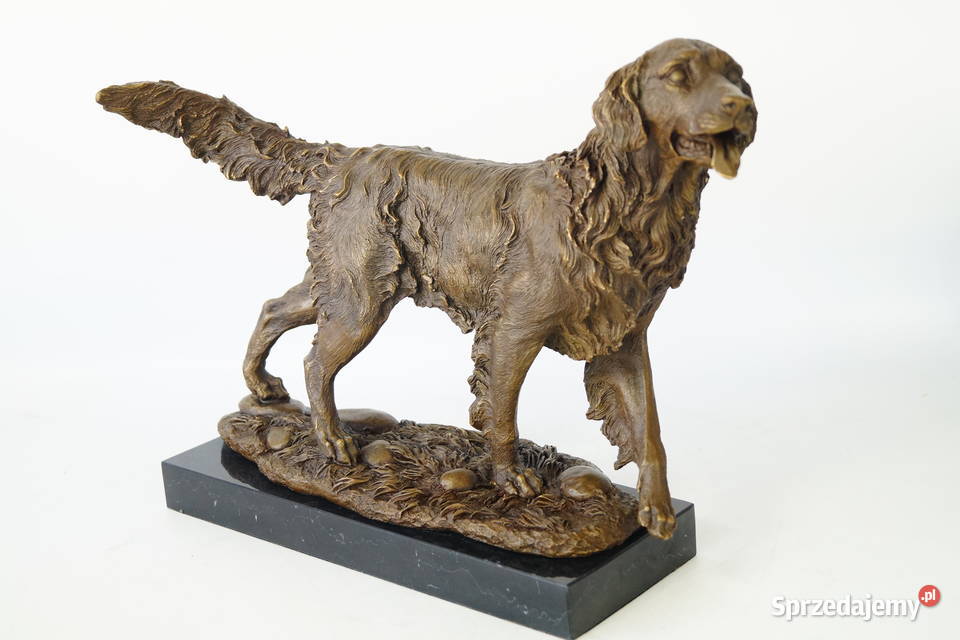 Golden Retriever Duża figura PSA pies figura z Antyki Gizałki