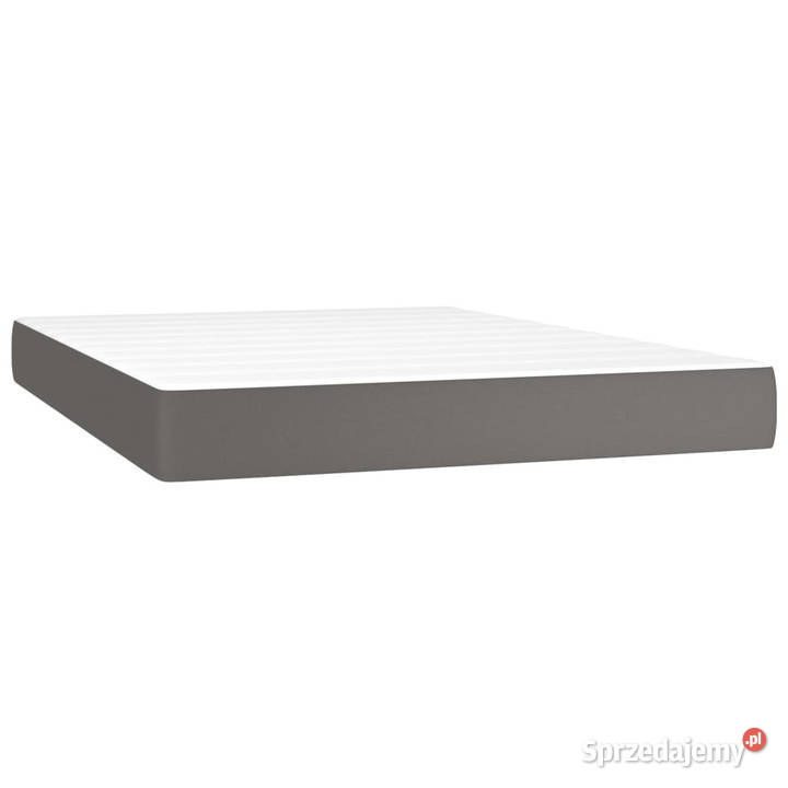 Łóżko kontynentalne z materacem i LED szara 128cm