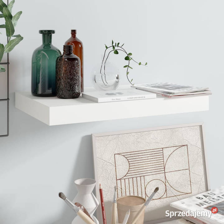 Półka ścienna biała wysoki połysk 40x23x38 MDF