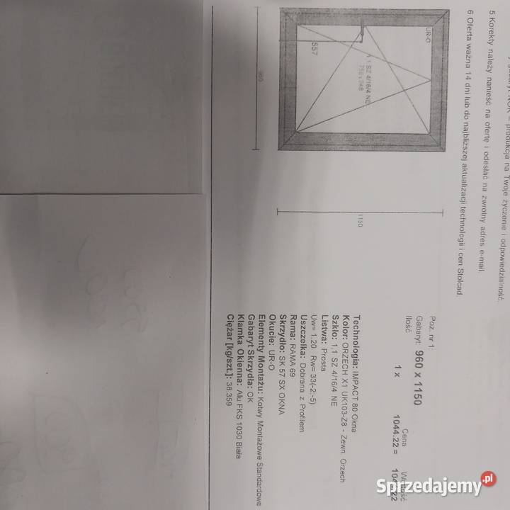 Okno Eurocolor Impact 80 kolor orzech