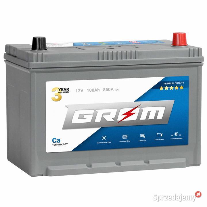 Akumulator 12V 100Ah 850A GROM JAP Prawy Łopuszno