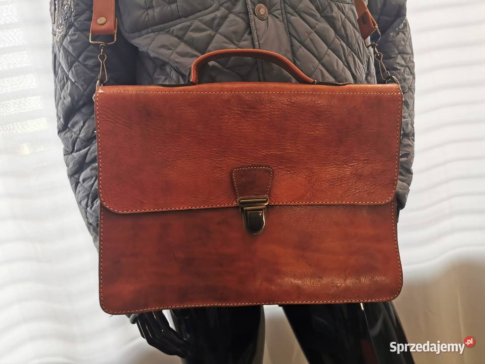 Piękna torba skórzana na laptop aktówka na pasek łódzkie Łask sprzedam