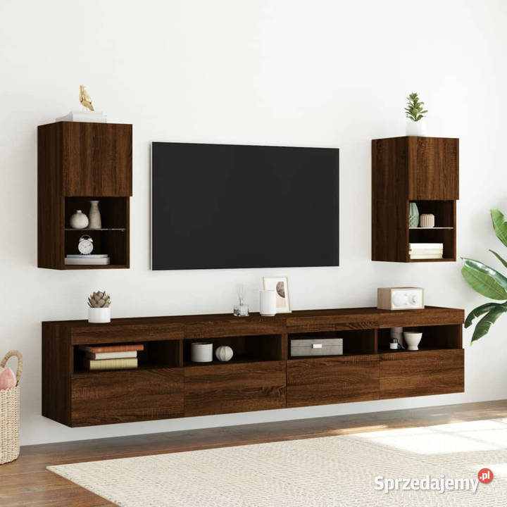 Szafka TV z LED brązowy dąb 305x30x60 WM836999 Warszawa