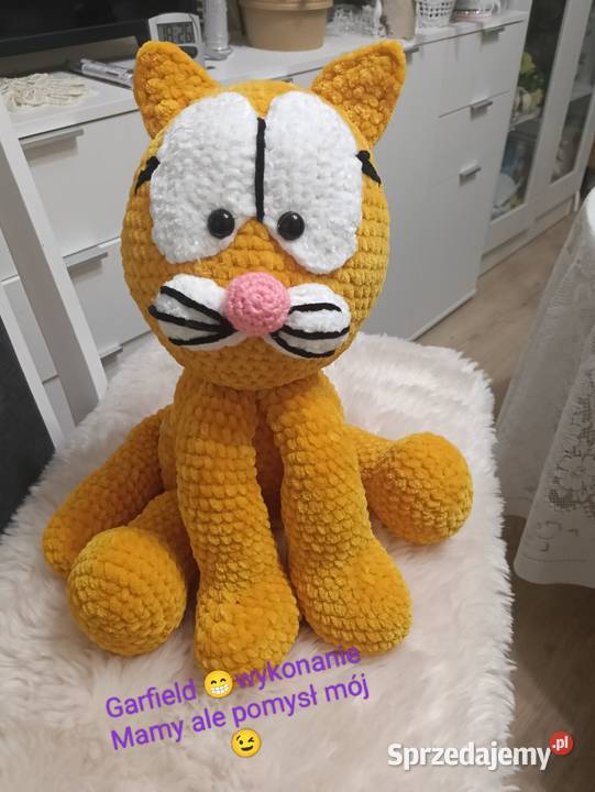 Kot Garfield szydełkowy rękodzieło Mrągowo