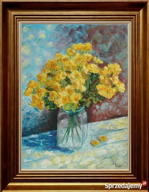 Obraz olejny Kaczeńce Dekoracje i ozdoby