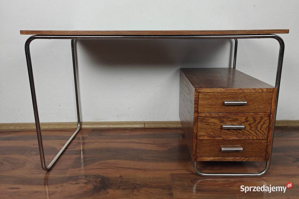 Biurko Bauhaus Art Deco Chrom Dąb Antyki, Sztuka, Kolekcje mazowieckie Warszawa