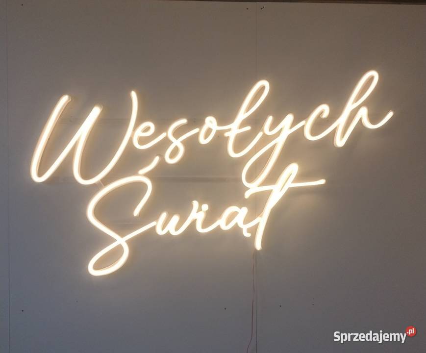 Napis podświetlany neon LED Wesołych Świąt Rawicz