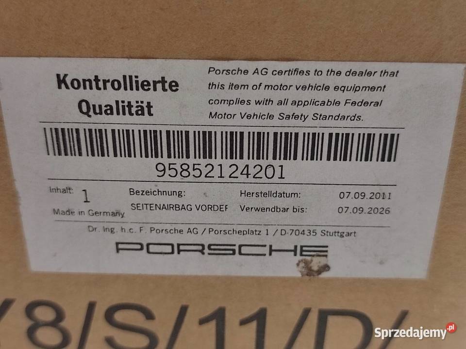 PODUSZKA FOTELA AIRBAG PORSCHE CAYENNE E2