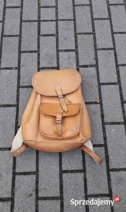Stary plecak Vintage skóra PRL lata 60 70 ładny Antyki Gdynia