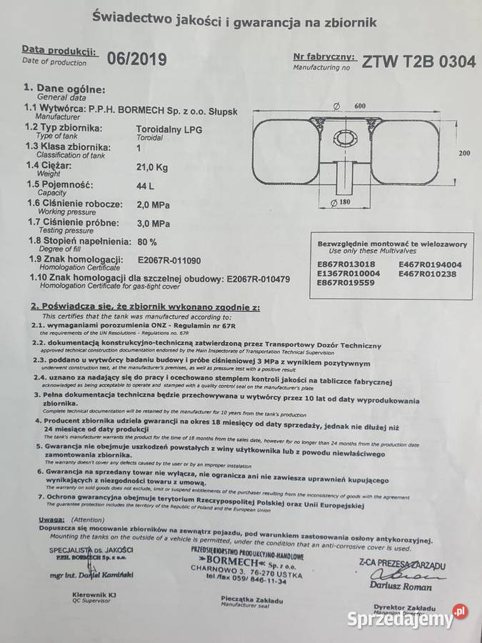 Butla LPG GAZ 44L 2029 homologacja łódzkie Pabianice sprzedam