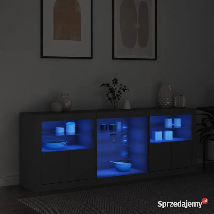 Szafka z oświetleniem LED czarna 1815x37x67 Warszawa