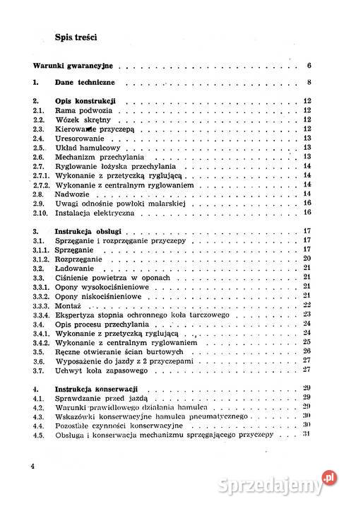 przyczepa HL8011 HW 8011 INSTRUKCJA OBSŁUGI Stalowa Wola