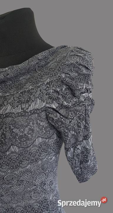 Damska bluzka z bufiastym krótkim rękawem szara małopolskie