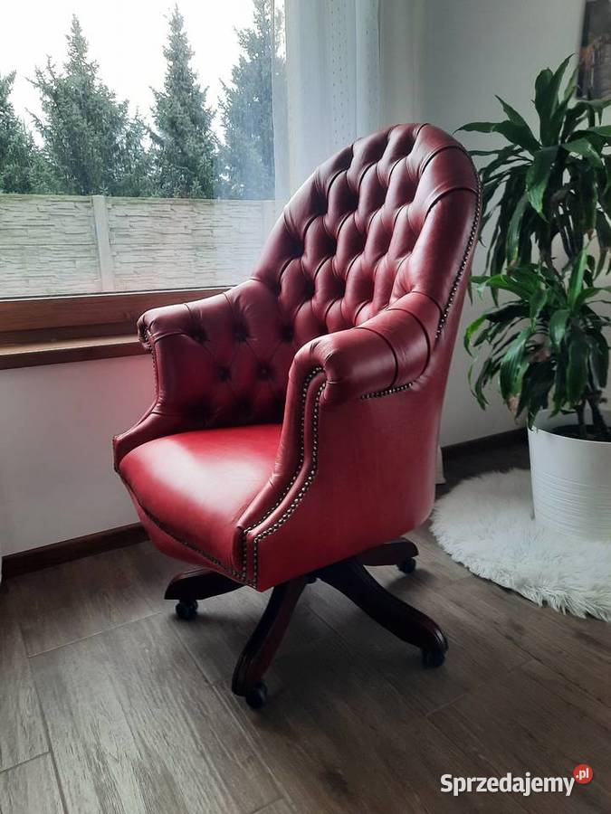 Fotel biurowy Chesterfield Skóra Crest Poznań sprzedam