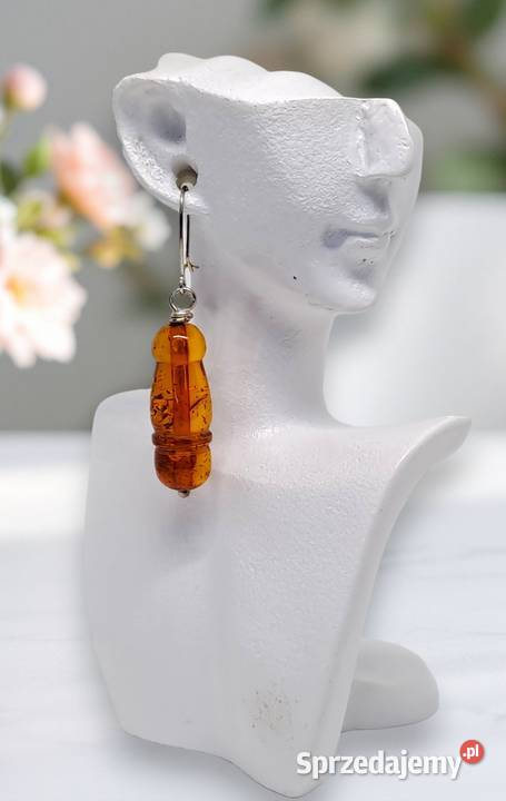 Kolczyki z BURSZTYNU bursztyn bałtycki koniak Warszawa sprzedam
