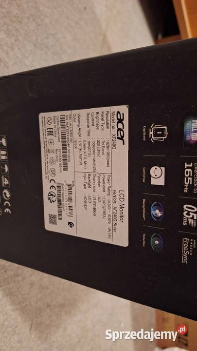 Monitor gamingowy Acer 165 Hz stan idealny 24" śląskie Mysłowice