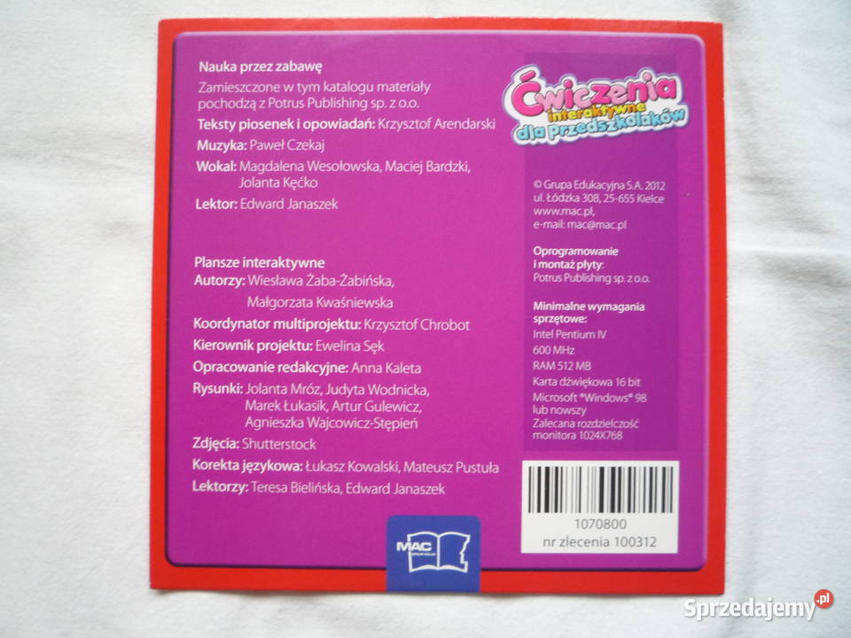 CD Ćwiczenia interaktywne przedszkolaków Mac Pozostałe Pozostałe Szczecin sprzedam