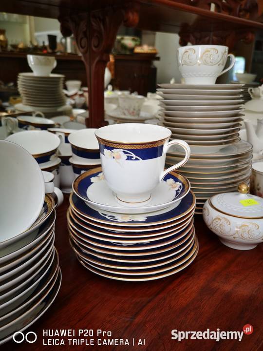 Filiżanka z talerzkiem deserowym z kobaltem Gdańsk