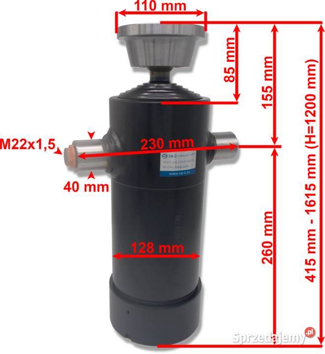 KOMPLET Siłownik skok 1200 kołyska agregat 24V Solec Kujawski sprzedam