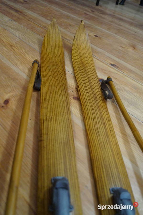 Stare narty jesionowe 185 z kijkami Pruchnik