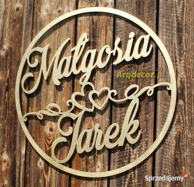 Duże koło z imionami pary młodej dekoracje Dębna
