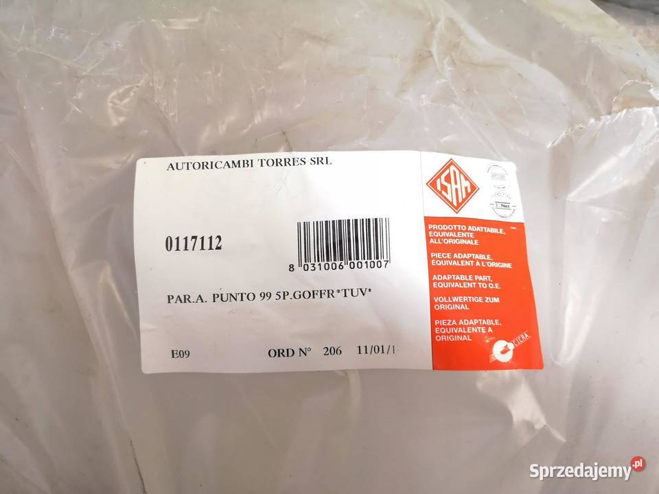 ZDERZAK PRZÓD FIAT PUNTO II 9910 ISAM Zestawy części blacharskich