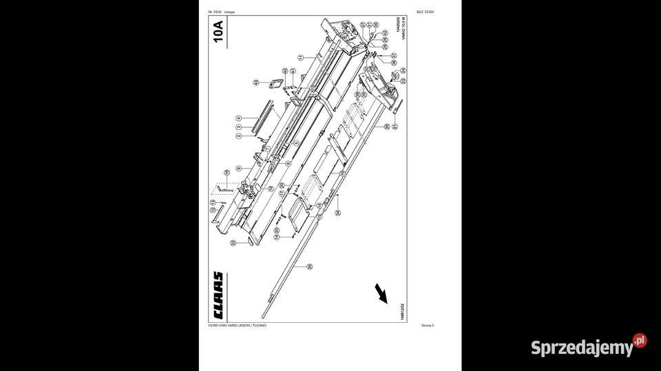 CLAAS V1050V540 VARIO LEXION TUCANO katalog Gdańsk