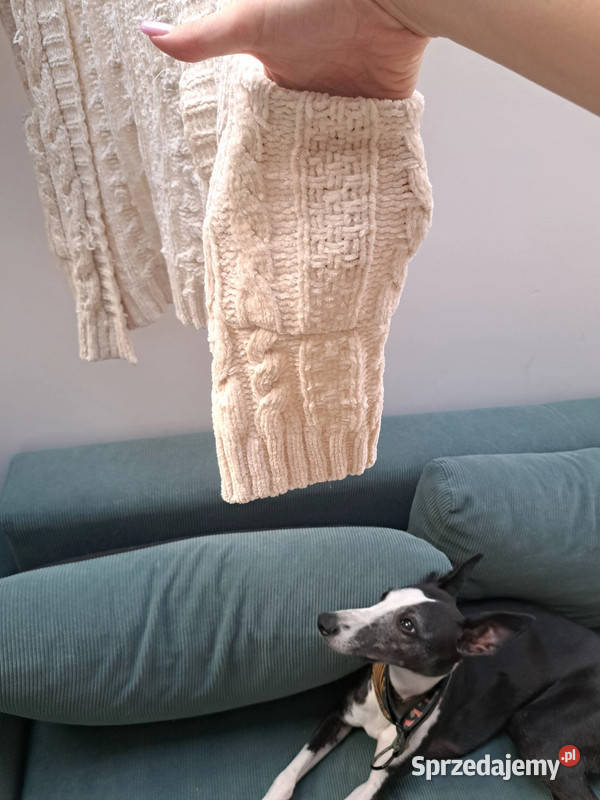 Kremowy kardigan Luv Lane S gruby splot Trąbki Wielkie