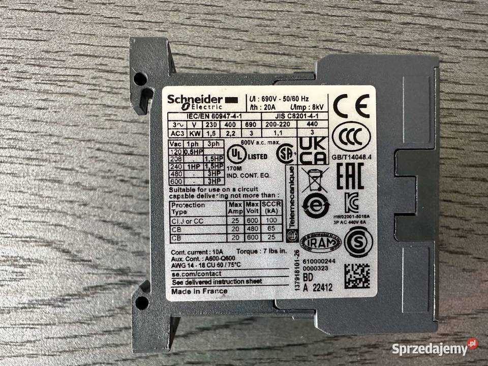 Stycznik mocy 6A 3P 24V DC 1Z 0R LP1K0610BD Dom i Ogród łódzkie Łódź