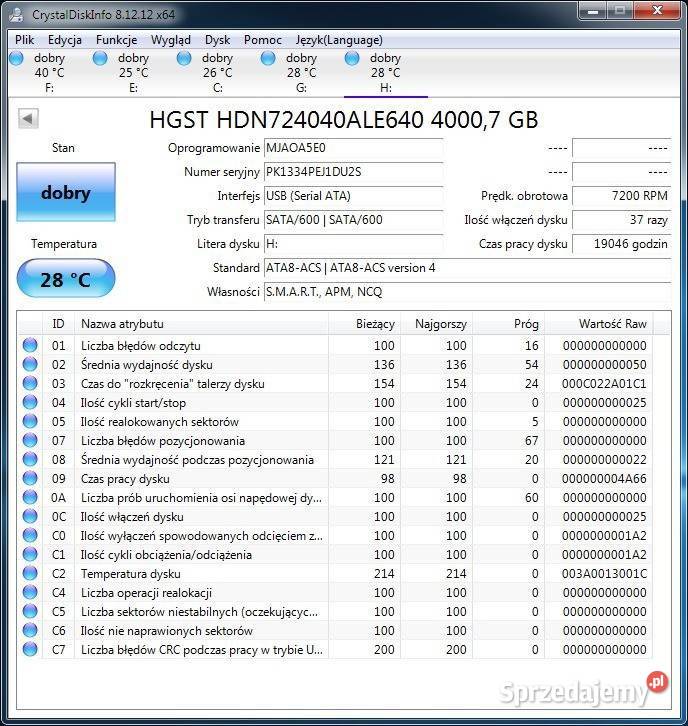 DYSK HDD 4TB HGST HDN724040ALE640 SATA III lubelskie Tomaszów Lubelski sprzedam
