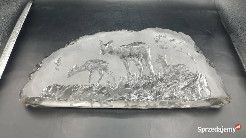 Szkło duży przycisk do papieru motyw myśliwski Zamość