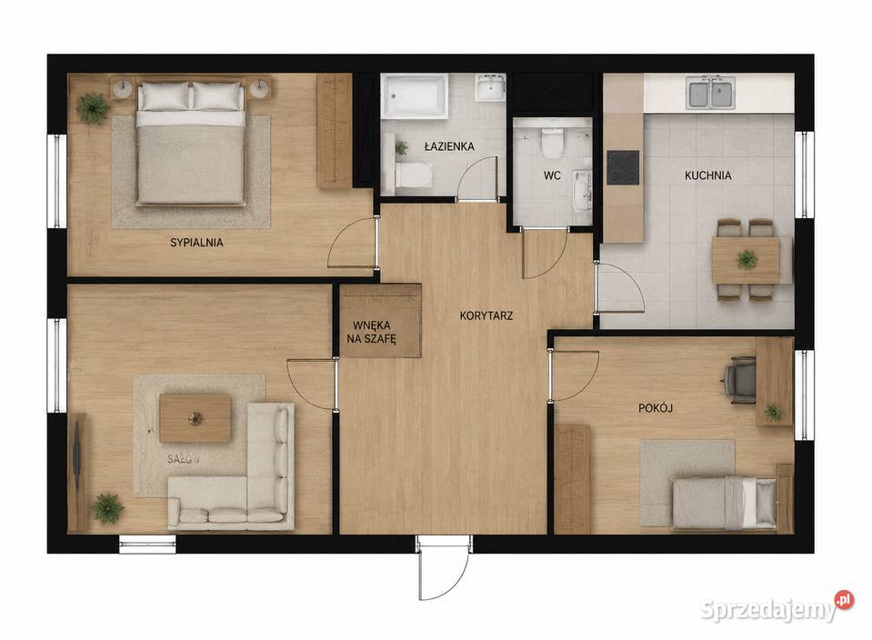 Słoneczne zadbane 3pokojowe mieszkanie z balkon sprzedam