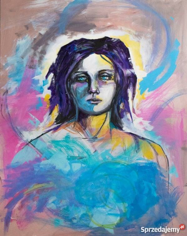 Akryl na płótnie ANIOŁ obraz 100x80 artystki A śląskie Katowice