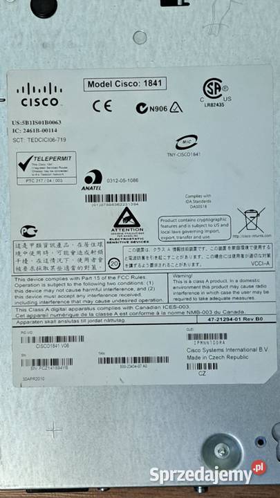 Router CISCO 1841 1U Zielona Góra